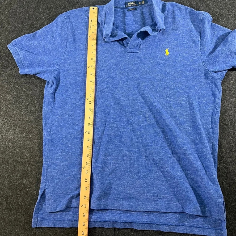Polo Ralph Lauren Polo Shirt Mens XL Blue Classic Fit Yellow Pony Logo Cotton
